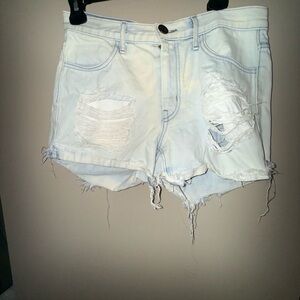 Show Me Your MuMu Light Blue Distressed Jean Shorts